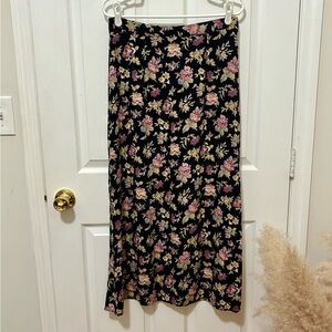 Vintage Floral Black Maxi Skirt